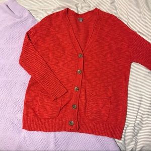 Cozy vibrant red J. Jill cardigan sweater